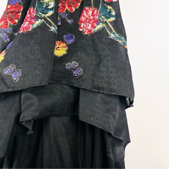 Marchesa Note Size 4 One-Shoulder Floral Embroidered High-Low Evening Dress Gown - Picture 4 of 7